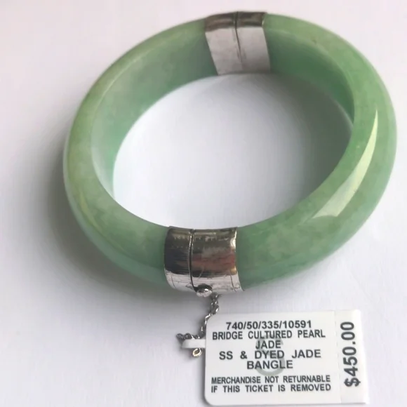 Macy's Jewelry Nwt Green Jade And Sterling Silver Bracelet